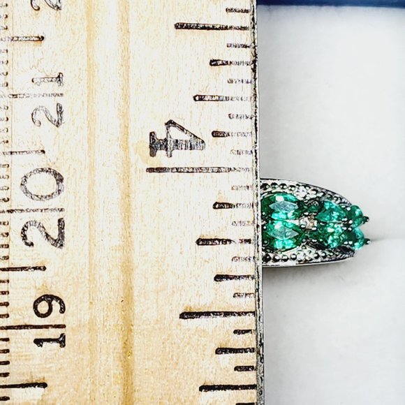 AAA African Emerald Natural White Zircon band ring in Plat/925SS 1.20 ct size 8 - Picture 3 of 6